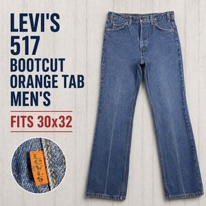 Levis 517 Bootcut Jeans Mens 30x32 Orange Tab Vintage Blue Denim 517-0215